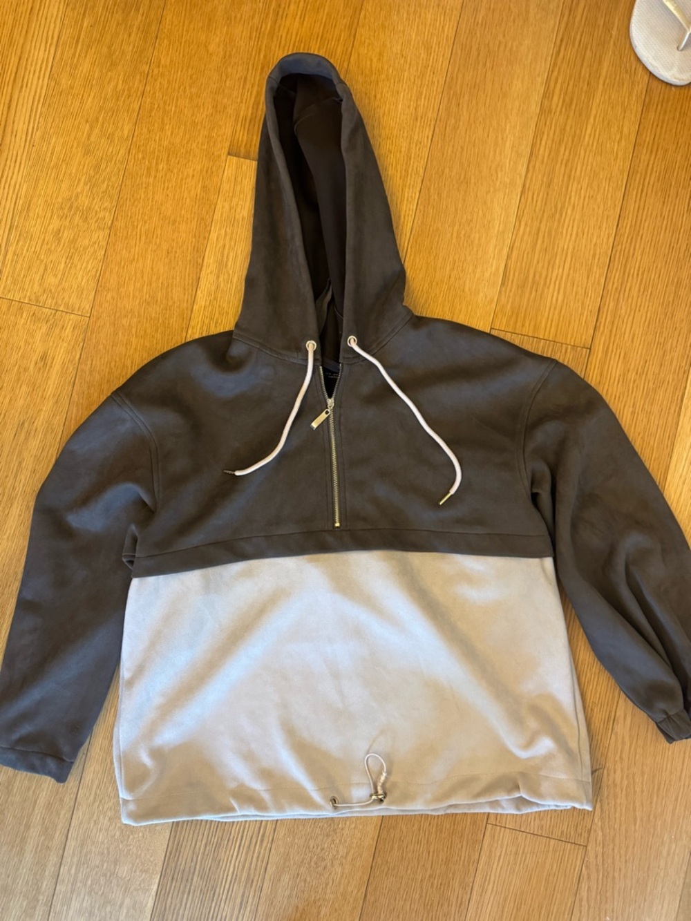 Zara Black and Charcoal Zip-Up Hoodie